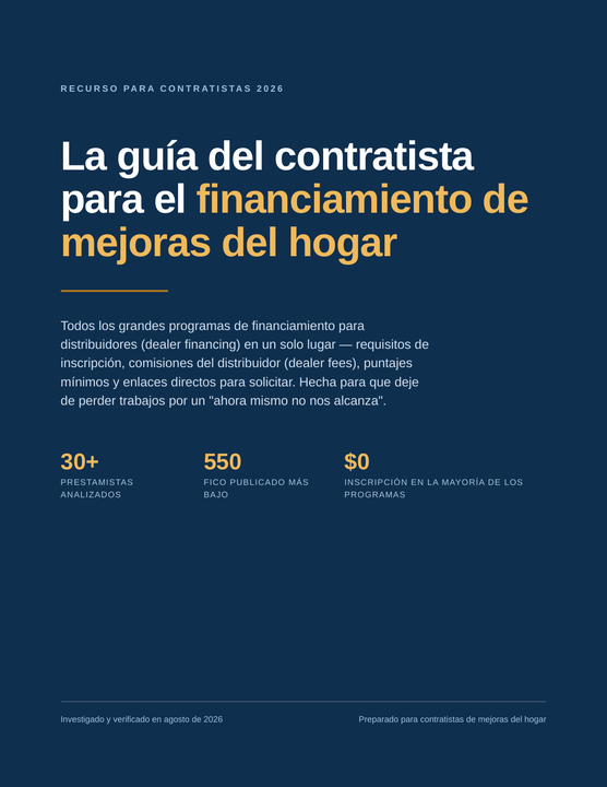 Portada de La guía del contratista para el financiamiento de mejoras del hogar, edición 2026